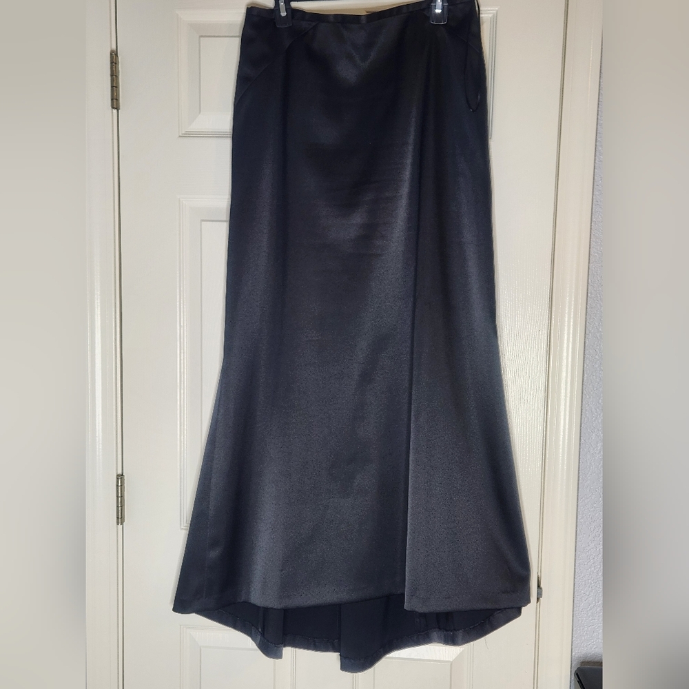 Black Satin A-Line Maxi Skirt